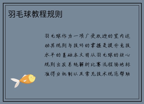 羽毛球教程规则